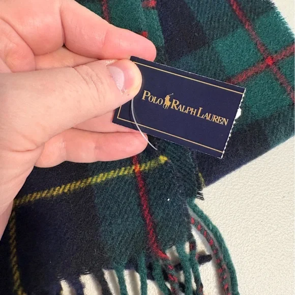 NWT Polo Ralph Lauren Wool Plaid Scarf – Blue/Green Tartan | - Picture 2 of 6
